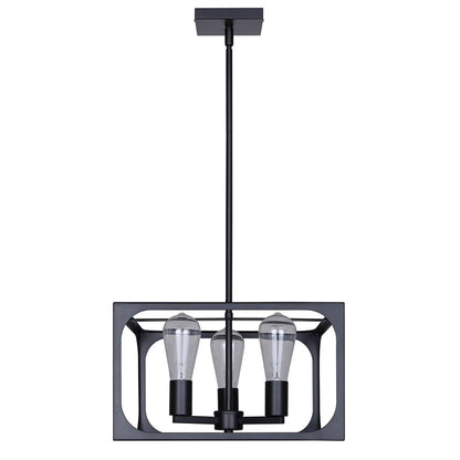 Canarm Zelie 13.75in 3-Light Chandelier | Industrial Matte Black Open-Cage Steel | Dining Room & Kitchen Island | Model ICH2180B03BK14