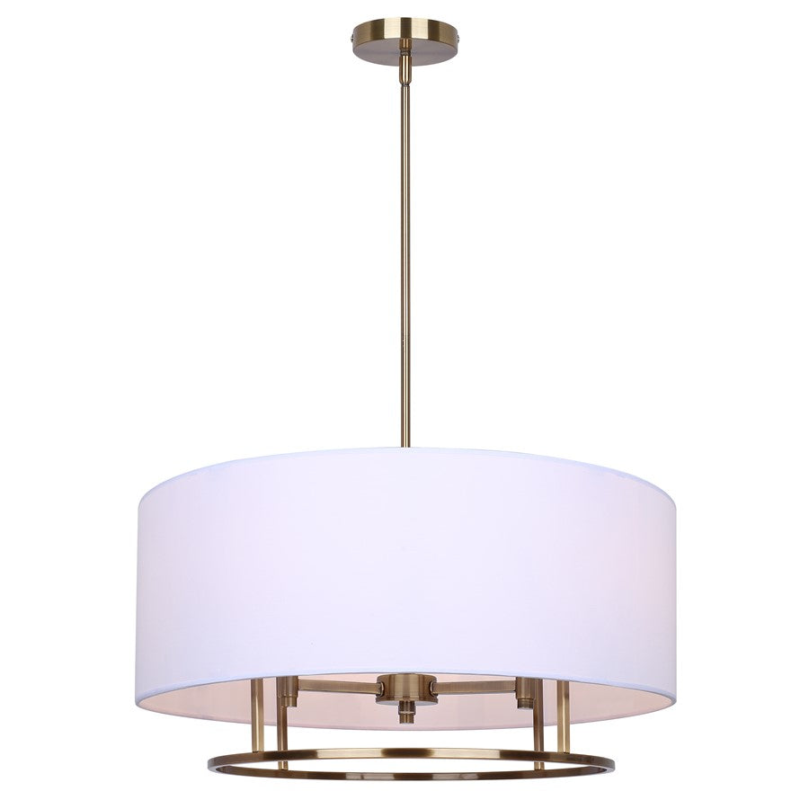 Canarm Bonnie 24in 3-Light Chandelier | Gold Steel and White Fabric Drum Shade | Dining Room & Bedroom | 24 x 24 x 14.75 in | Model ICH2191B03GD24