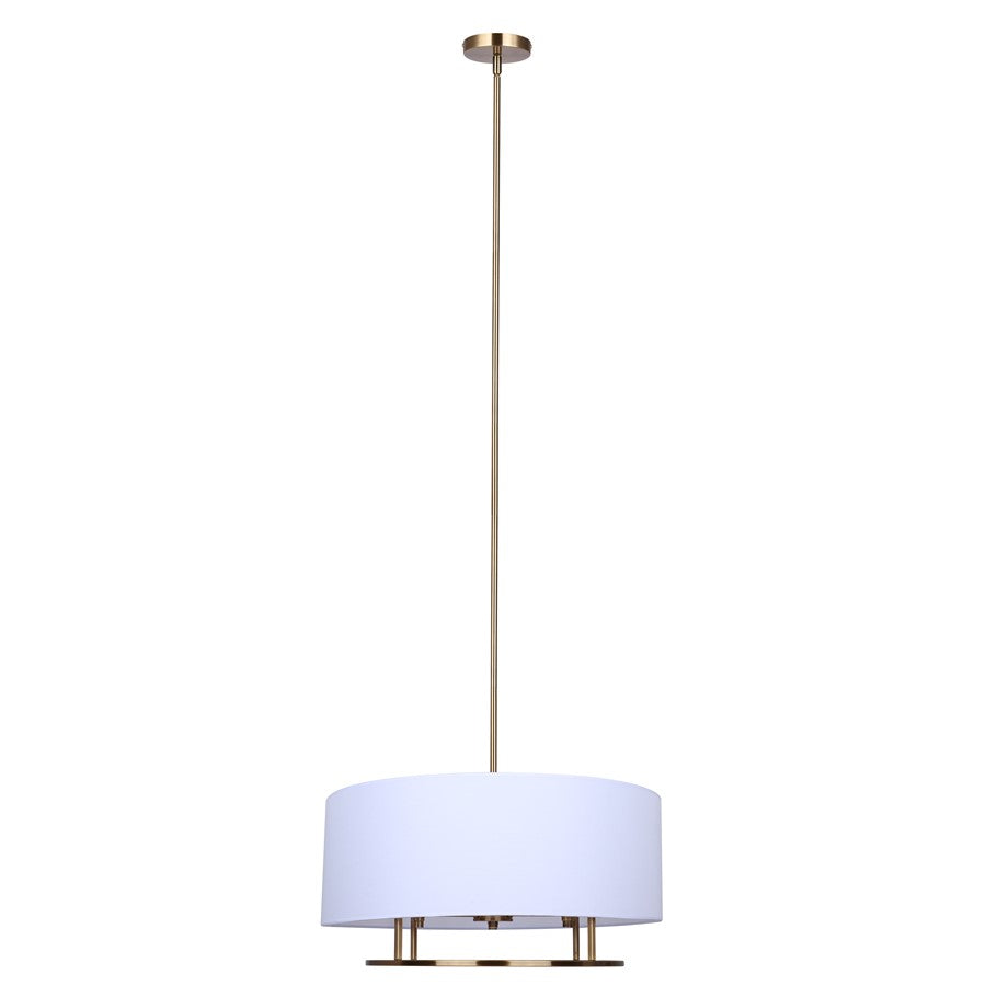 Canarm Bonnie 24in 3-Light Chandelier | Gold Steel and White Fabric Drum Shade | Dining Room & Bedroom | 24 x 24 x 14.75 in | Model ICH2191B03GD24