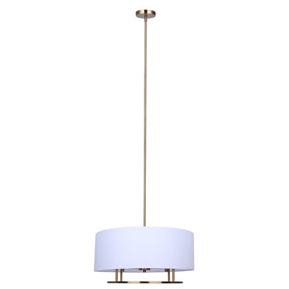 Canarm Bonnie 24in 3-Light Chandelier | Gold Steel and White Fabric Drum Shade | Dining Room & Bedroom | 24 x 24 x 14.75 in | Model ICH2191B03GD24
