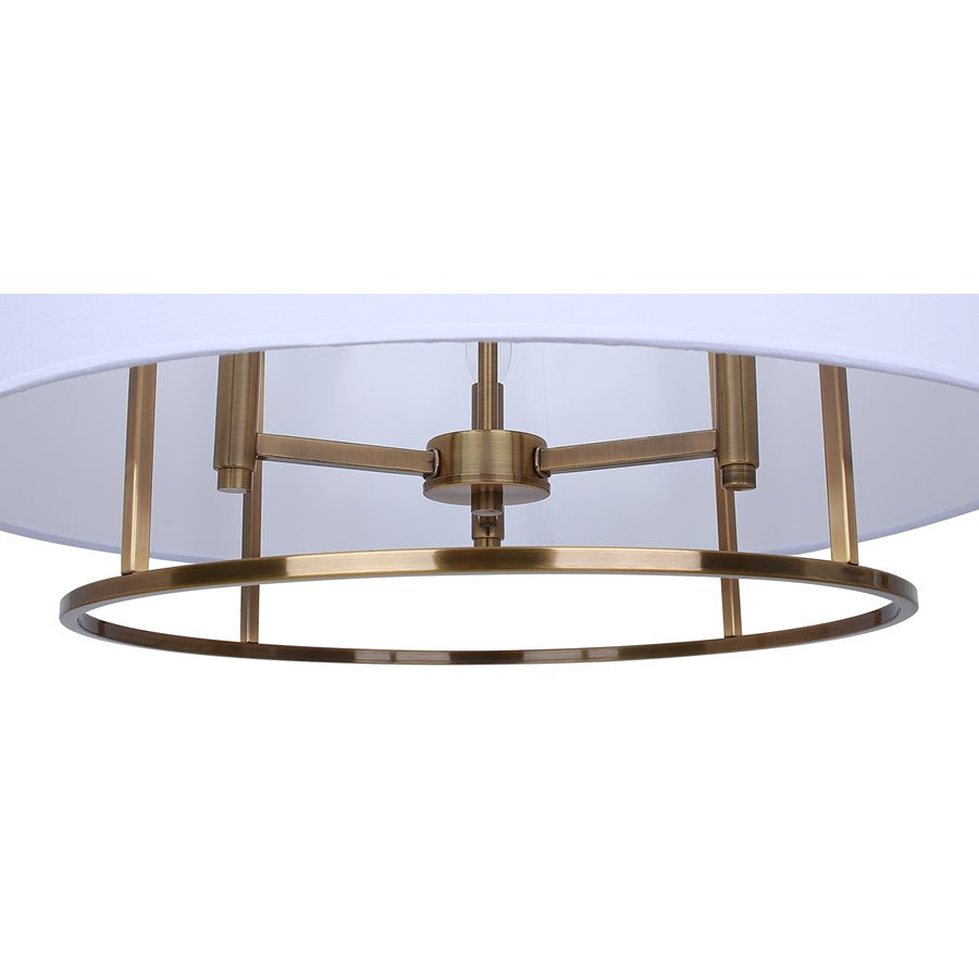 Canarm Bonnie 24in 3-Light Chandelier | Gold Steel and White Fabric Drum Shade | Dining Room & Bedroom | 24 x 24 x 14.75 in | Model ICH2191B03GD24