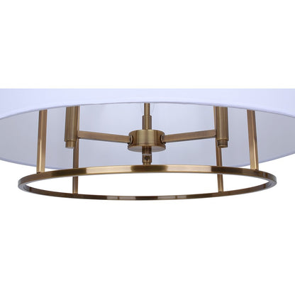 Canarm Bonnie 24in 3-Light Chandelier | Gold Steel and White Fabric Drum Shade | Dining Room & Bedroom | 24 x 24 x 14.75 in | Model ICH2191B03GD24