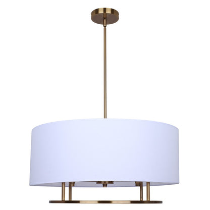 Canarm Bonnie 24in 3-Light Chandelier | Gold Steel and White Fabric Drum Shade | Dining Room & Bedroom | 24 x 24 x 14.75 in | Model ICH2191B03GD24