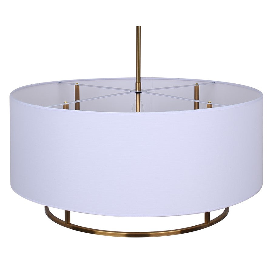 Canarm Bonnie 24in 3-Light Chandelier | Gold Steel and White Fabric Drum Shade | Dining Room & Bedroom | 24 x 24 x 14.75 in | Model ICH2191B03GD24