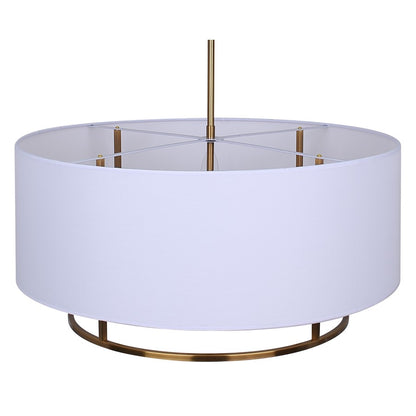 Canarm Bonnie 24in 3-Light Chandelier | Gold Steel and White Fabric Drum Shade | Dining Room & Bedroom | 24 x 24 x 14.75 in | Model ICH2191B03GD24