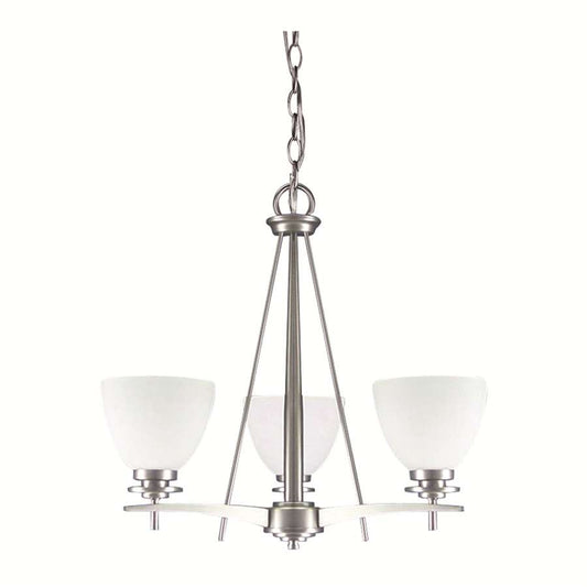 Canarm New Yorker 19in 3-Light Chandelier | Brushed Pewter Steel and Opal Glass | Dining Room & Living Room | 19 x 19 x 18 in | Model ICH256A03BPT