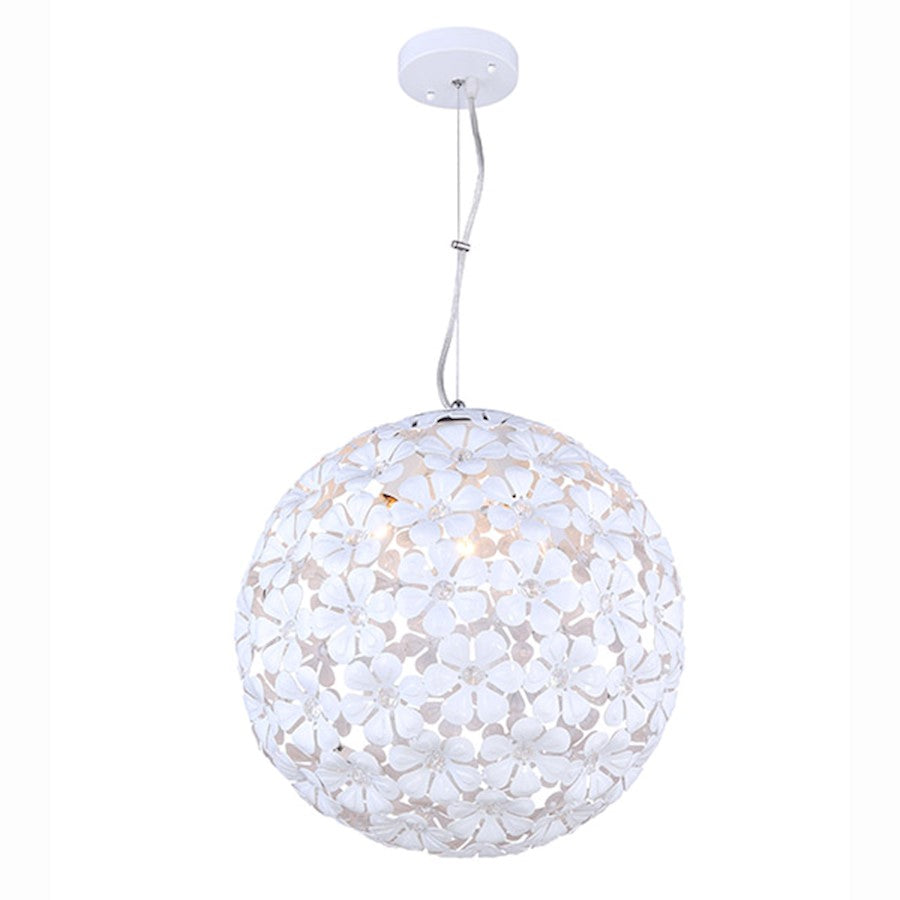 Canarm Beatrice 3-Light Chandelier | White Steel, Copper Wire & Crystal | Dining Room & Foyer | 15 x 15 x 66 in | Model ICH277B03WH15