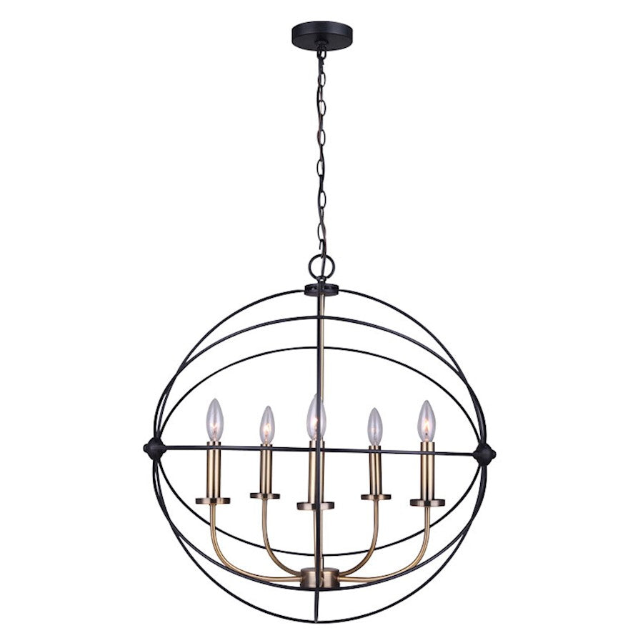 Canarm Sumerside 5-Light Chandelier | Matte Black & Gold Metal | Dining Room & Kitchen Island | 25 x 26 in | Model ICH282B05BKG25