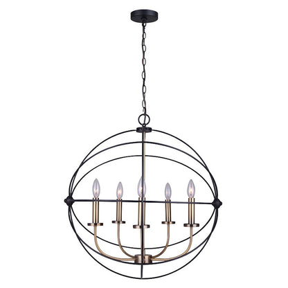 Canarm Sumerside 5-Light Chandelier | Matte Black & Gold Metal | Dining Room & Kitchen Island | 25 x 26 in | Model ICH282B05BKG25