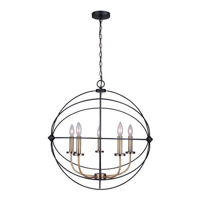Canarm Sumerside 5-Light Chandelier | Matte Black & Gold Metal | Dining Room & Kitchen Island | 25 x 26 in | Model ICH282B05BKG25