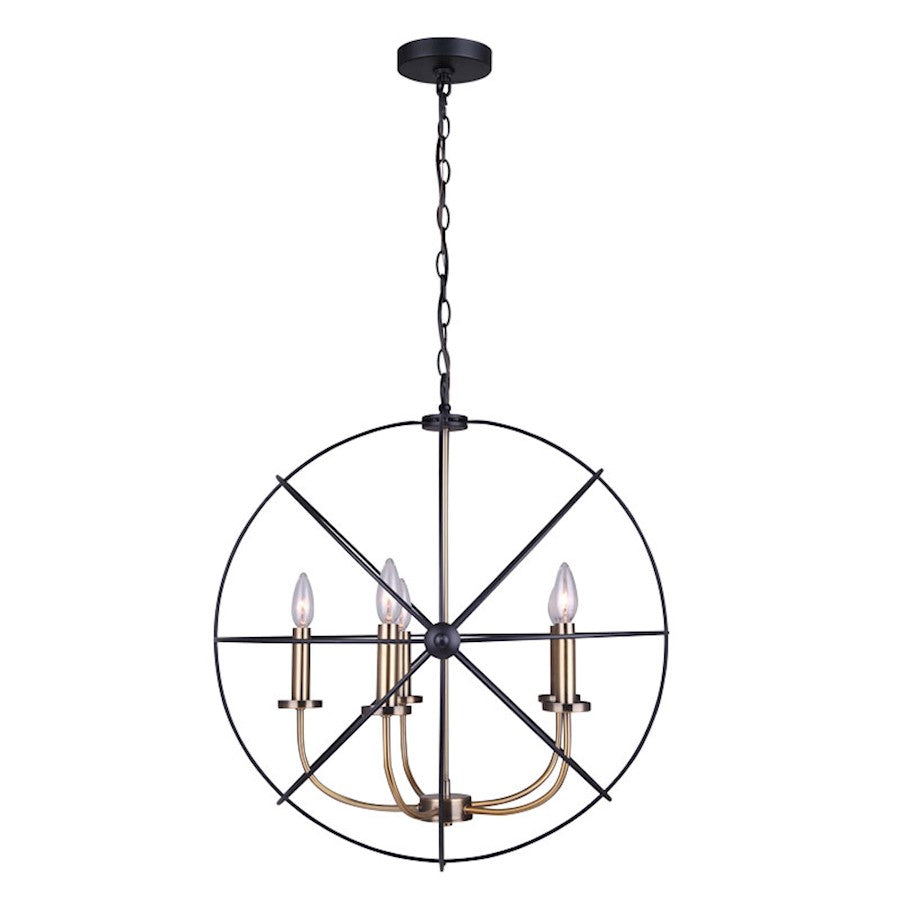 Canarm Sumerside 5-Light Chandelier | Matte Black & Gold Metal | Dining Room & Kitchen Island | 25 x 26 in | Model ICH282B05BKG25