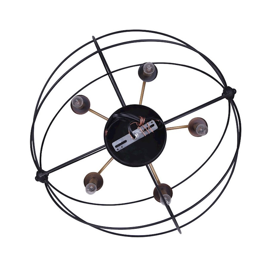 Canarm Sumerside 5-Light Chandelier | Matte Black & Gold Metal | Dining Room & Kitchen Island | 25 x 26 in | Model ICH282B05BKG25