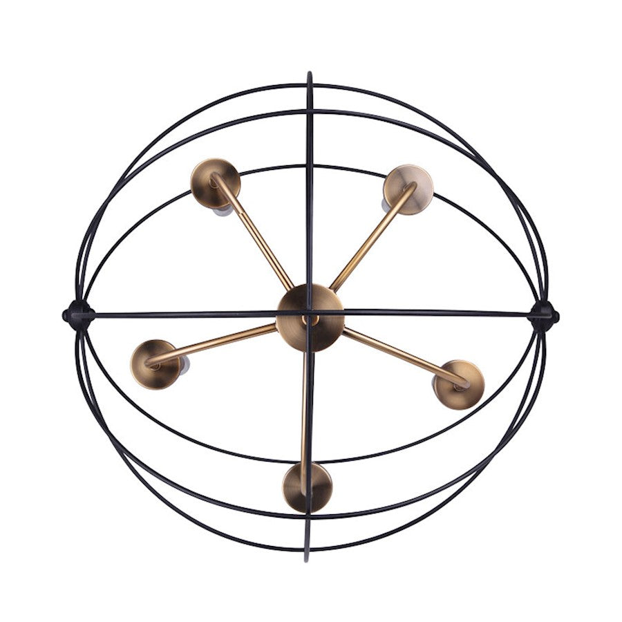 Canarm Sumerside 5-Light Chandelier | Matte Black & Gold Metal | Dining Room & Kitchen Island | 25 x 26 in | Model ICH282B05BKG25