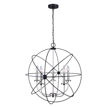 Canarm Sumerside 5-Light Chandelier | Matte Black & Brushed Nickel Metal | Dining Room & Kitchen Island | 25 x 26 in | Model ICH282B05BKN25