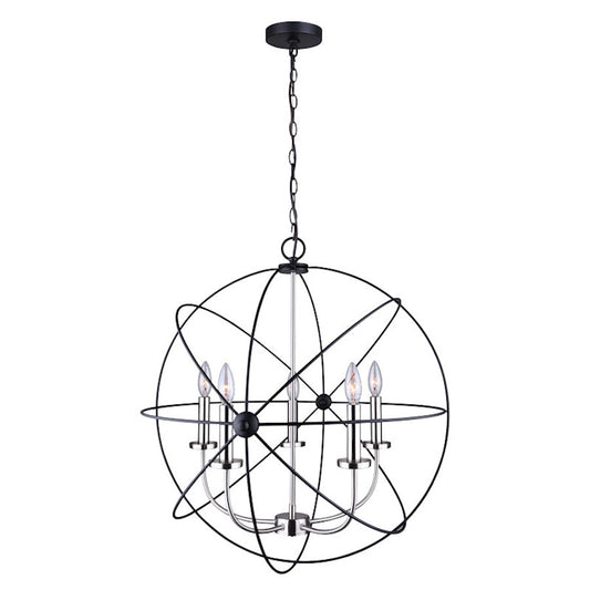 Canarm Sumerside 5-Light Chandelier | Matte Black & Brushed Nickel Metal | Dining Room & Kitchen Island | 25 x 26 in | Model ICH282B05BKN25