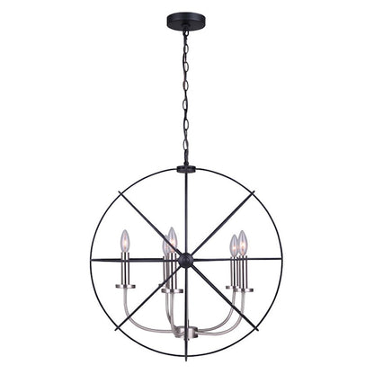 Canarm Sumerside 5-Light Chandelier | Matte Black & Brushed Nickel Metal | Dining Room & Kitchen Island | 25 x 26 in | Model ICH282B05BKN25