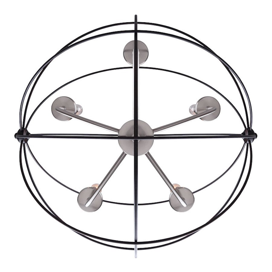 Canarm Sumerside 5-Light Chandelier | Matte Black & Brushed Nickel Metal | Dining Room & Kitchen Island | 25 x 26 in | Model ICH282B05BKN25