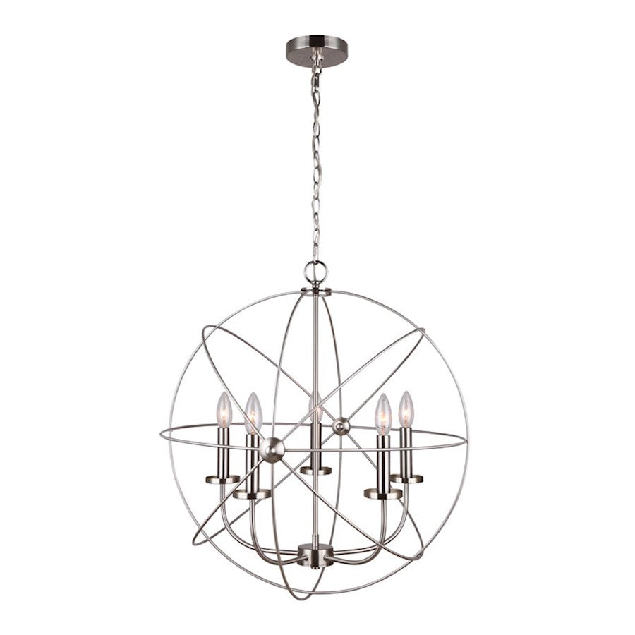 Canarm Sumerside 25in 5-Light Chandelier | Brushed Nickel Metal | Dining Room & Living Room | 25 x 26.5 in | Model ICH282B05BN25