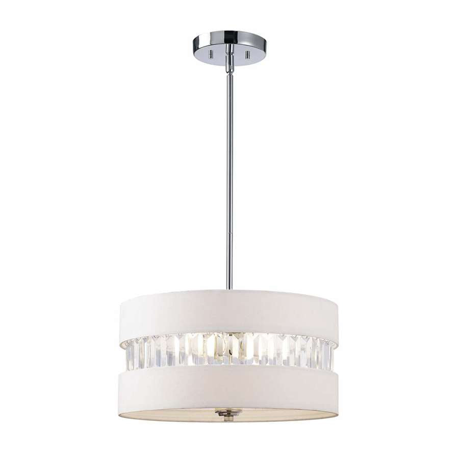 Canarm Ballard 16in 3-Light Chandelier | Chrome Steel and White Fabric Shade | Dining Room & Kitchen Island | Model ICH426A03CH16