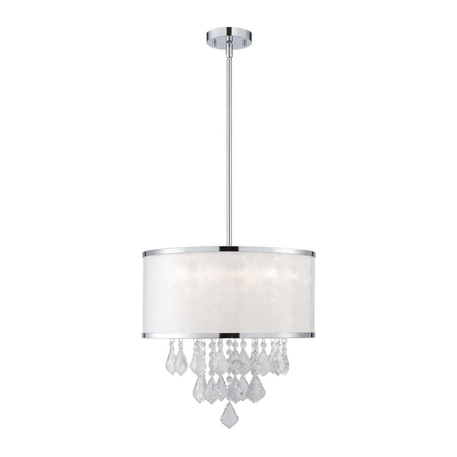 Canarm Reese 16in 4-Light Chandelier | Chrome Steel and Frosted PVC Shade | Dining Room & Living Room | 15.75 x 15.75 x 66.75 in | Model ICH435A04CH9