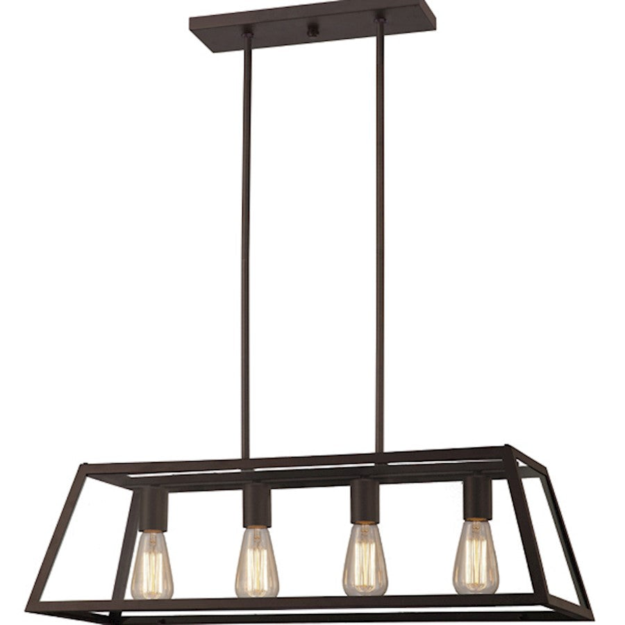 Canarm Flynn 30in 4-Light Chandelier | Oil Rubbed Bronze Steel and Clear Glass | Dining Room & Foyer | 30 x 30 x 57.5 in | Model ICH480A04ORB30