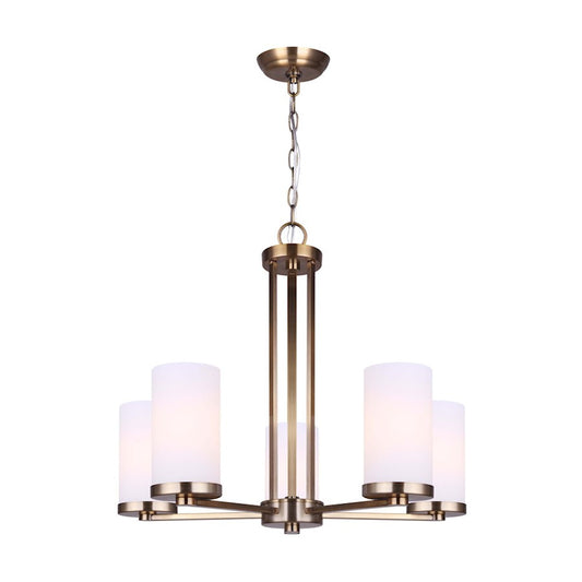 Canarm River 24in 5-Light Chandelier | Gold Metal Frame | Dining Room & Foyer | 24 x 24 x 20 in | Model ICH578A05GD