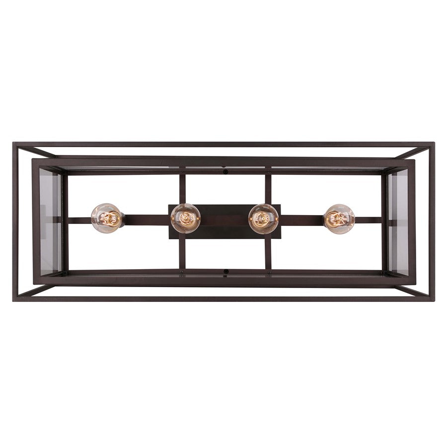 Canarm Isola 32in 4-Light Chandelier | Industrial Oil Rubbed Bronze and Clear Glass | Kitchen Island & Dining Room | Model ICH595A04ORB32