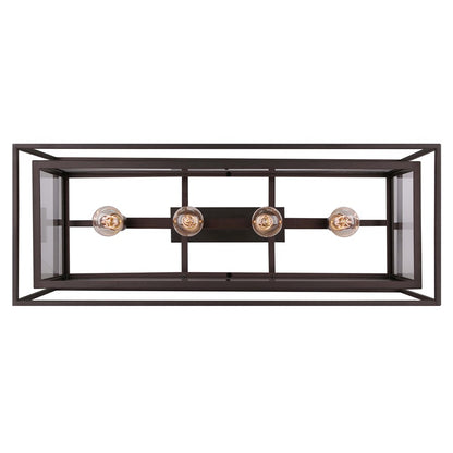 Canarm Isola 32in 4-Light Chandelier | Industrial Oil Rubbed Bronze and Clear Glass | Kitchen Island & Dining Room | Model ICH595A04ORB32