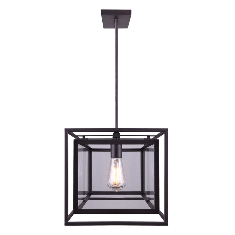Canarm Isola 32in 4-Light Chandelier | Industrial Oil Rubbed Bronze and Clear Glass | Kitchen Island & Dining Room | Model ICH595A04ORB32