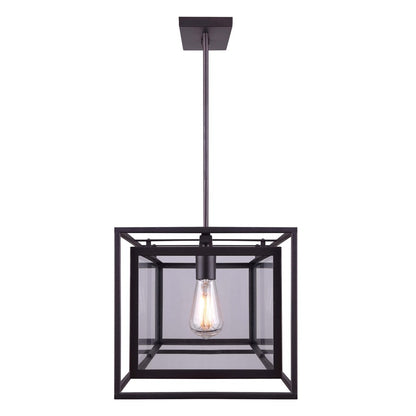 Canarm Isola 32in 4-Light Chandelier | Industrial Oil Rubbed Bronze and Clear Glass | Kitchen Island & Dining Room | Model ICH595A04ORB32