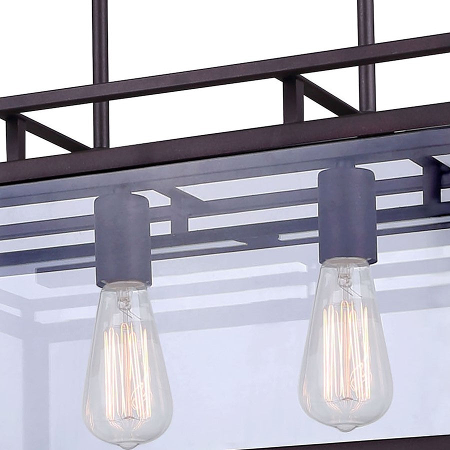 Canarm Isola 32in 4-Light Chandelier | Industrial Oil Rubbed Bronze and Clear Glass | Kitchen Island & Dining Room | Model ICH595A04ORB32