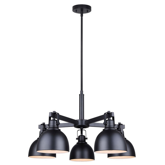 Canarm Polo 25in 5-Light Chandelier | Modern Matte Black Metal | Dining Room & Living Room | 25 x 25 x 17 in | Model ICH622A05BK