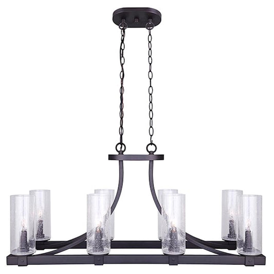 Canarm Nash 34in 8-Light Chandelier | Oil Rubbed Bronze and Seeded Glass | Dining Room & Living Room | 34 x 16 in | Model ICH633A08ORB