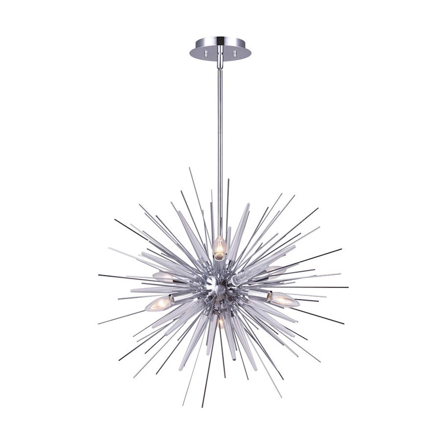 Canarm Neva 24in 6-Light Chandelier | Chrome Finish | Dining Room & Living Room | 24 x 24 x 26 in | Model ICH634B06CH25