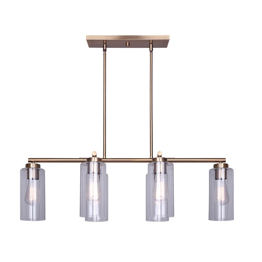 Canarm Jett 34.5in 6-Light Chandelier | Contemporary Gold Metal and Clear Glass | Dining Room & Living Room | Model ICH671B06GD