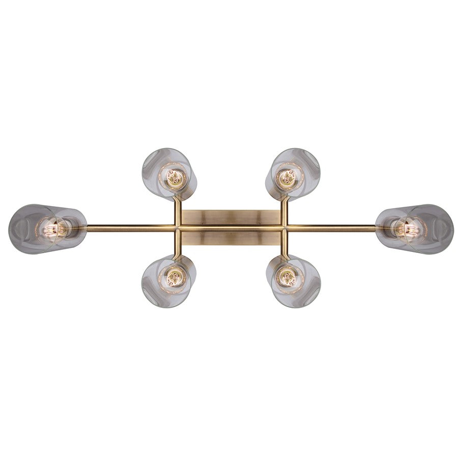 Canarm Jett 34.5in 6-Light Chandelier | Contemporary Gold Metal and Clear Glass | Dining Room & Living Room | Model ICH671B06GD