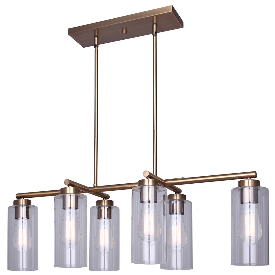 Canarm Jett 34.5in 6-Light Chandelier | Contemporary Gold Metal and Clear Glass | Dining Room & Living Room | Model ICH671B06GD