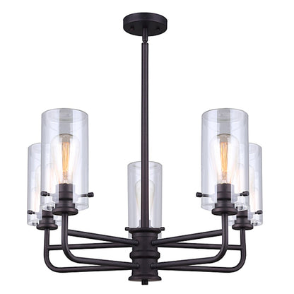 Canarm Albany 30in 5-Light Chandelier | Traditional Oil Rubbed Bronze Metal and Clear Glass | Dining Room & Living Room | Model ICH679A05ORB