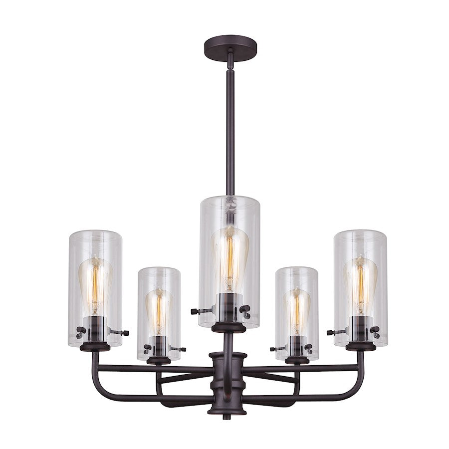 Canarm Albany 30in 5-Light Chandelier | Traditional Oil Rubbed Bronze Metal and Clear Glass | Dining Room & Living Room | Model ICH679A05ORB