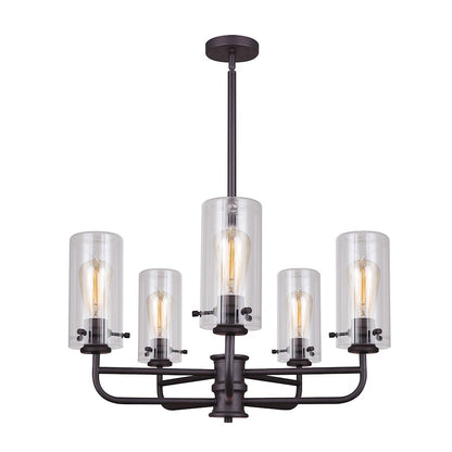 Canarm Albany 30in 5-Light Chandelier | Traditional Oil Rubbed Bronze Metal and Clear Glass | Dining Room & Living Room | Model ICH679A05ORB