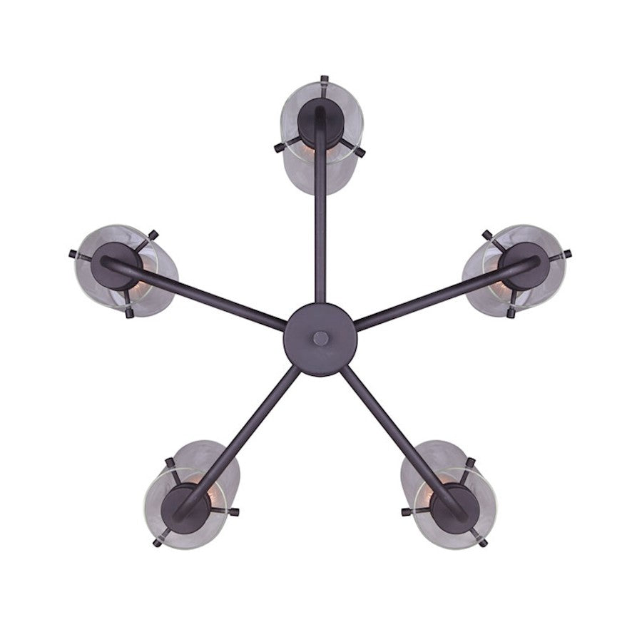 Canarm Albany 30in 5-Light Chandelier | Traditional Oil Rubbed Bronze Metal and Clear Glass | Dining Room & Living Room | Model ICH679A05ORB
