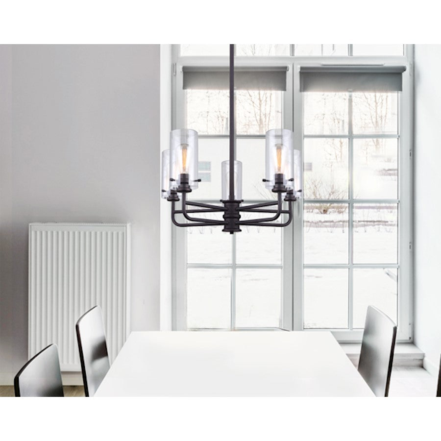 Canarm Albany 30in 5-Light Chandelier | Traditional Oil Rubbed Bronze Metal and Clear Glass | Dining Room & Living Room | Model ICH679A05ORB