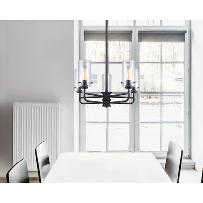 Canarm Albany 30in 5-Light Chandelier | Traditional Oil Rubbed Bronze Metal and Clear Glass | Dining Room & Living Room | Model ICH679A05ORB