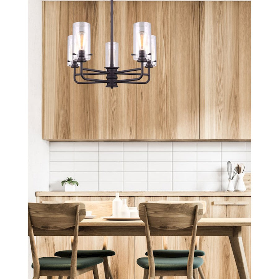 Canarm Albany 30in 5-Light Chandelier | Traditional Oil Rubbed Bronze Metal and Clear Glass | Dining Room & Living Room | Model ICH679A05ORB
