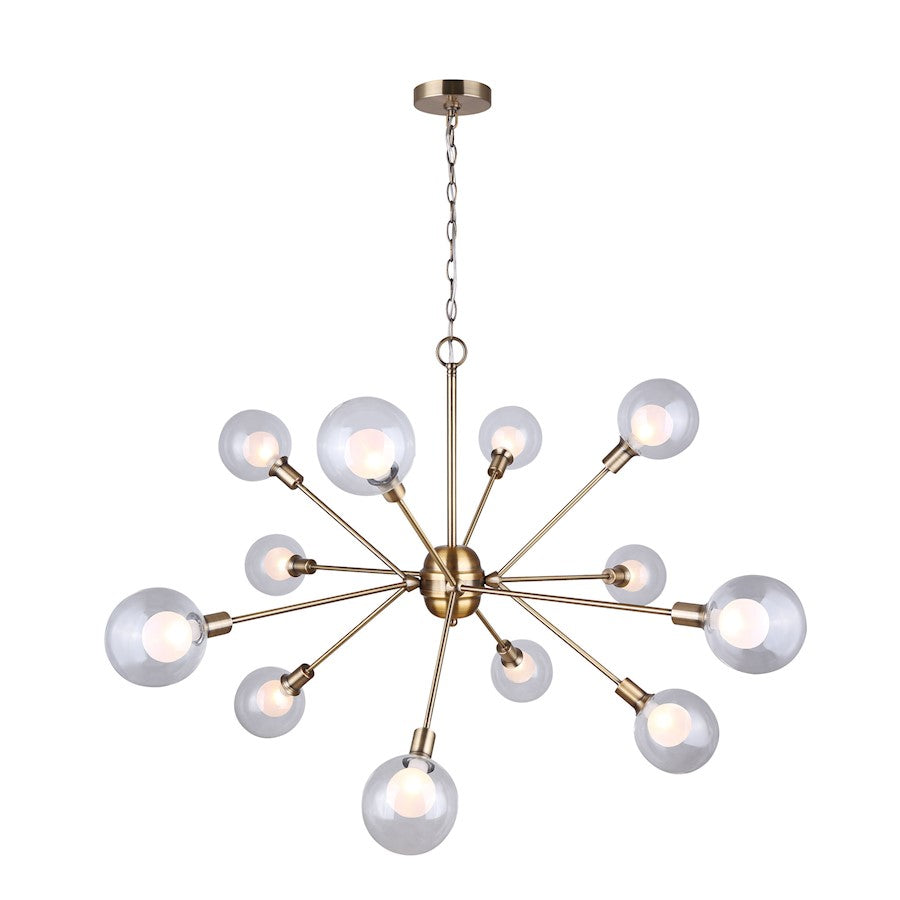 Canarm Estella 44in 12-Light Chandelier | Gold and Clear/Frosted Glass | Dining Room & Entryway | 44 x 44 x 26 in | Model ICH683A12GD9