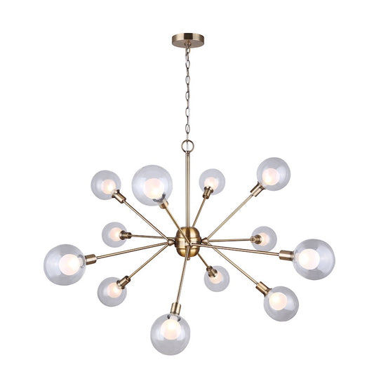 Canarm Estella 44in 12-Light Chandelier | Gold and Clear/Frosted Glass | Dining Room & Entryway | 44 x 44 x 26 in | Model ICH683A12GD9