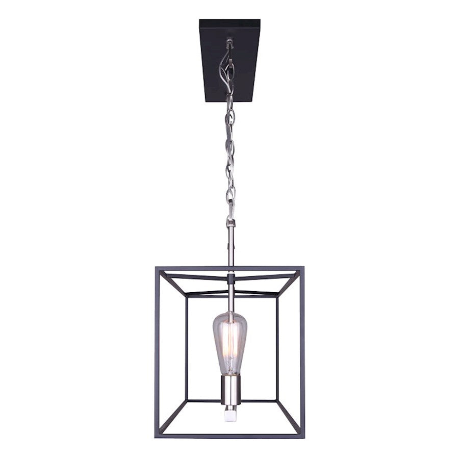 Canarm Roy 30in 4-Light Chandelier | Industrial Brushed Nickel and Matte Black Metal | Dining Room & Kitchen Island | Model ICH701A04BKN30