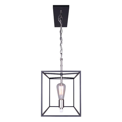 Canarm Roy 30in 4-Light Chandelier | Industrial Brushed Nickel and Matte Black Metal | Dining Room & Kitchen Island | Model ICH701A04BKN30