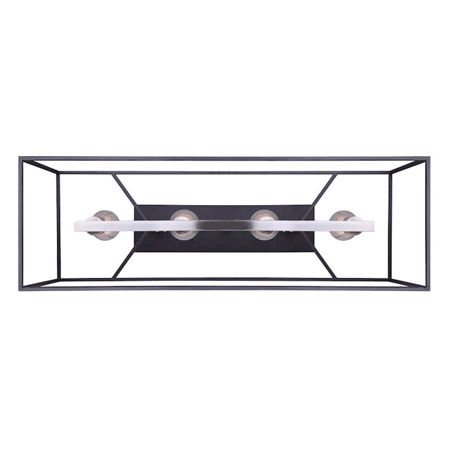 Canarm Roy 30in 4-Light Chandelier | Industrial Brushed Nickel and Matte Black Metal | Dining Room & Kitchen Island | Model ICH701A04BKN30