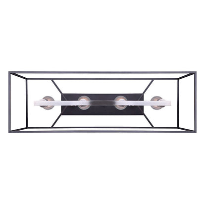 Canarm Roy 30in 4-Light Chandelier | Industrial Brushed Nickel and Matte Black Metal | Dining Room & Kitchen Island | Model ICH701A04BKN30